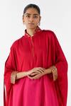 Shop_Studio Rigu_Red Viscose Quartz Ombre Kimono And Knot Skirt Set _Online_at_Aza_Fashions