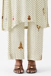 Buy_Studio Rigu_White Vegan Silk Embroidery, Beads, Pearl Polka Dot Straight Kurta And Pant Set _Online_at_Aza_Fashions