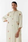 Shop_Studio Rigu_White Vegan Silk Embroidery, Beads, Pearl Polka Dot Straight Kurta And Pant Set _Online_at_Aza_Fashions