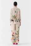 Shop_Studio Rigu_Beige Viscose, Linen Collared Faberge Printed Shirt And Pant Set _at_Aza_Fashions