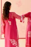 Shop_I Am Design_Pink Silk Organza Applique, Embroidery Square Neck Hot Angrakha Set With Work 