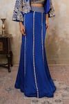 Buy_Libas Cafe by Nidhi & Ashish_Blue Satin, Organza Embroidery, Zari, Machine Mermaid Lehenga Set With Cape _Online_at_Aza_Fashions