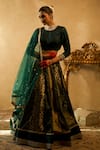 Buy_Libas Cafe by Nidhi & Ashish_Green Silk, Brocade, Taffeta, Net Zari, Woven Multi-pattern Banarasi Lehenga Set _at_Aza_Fashions
