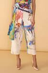 Buy_Saaksha & Kinni_Multi Color Scribble White Loly Trouser _Online_at_Aza_Fashions