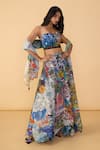 Buy_Saaksha & Kinni_Multi Color Chiffon Scribble Dense Scallop Dupatta _at_Aza_Fashions