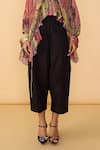 Shop_Saaksha & Kinni_Black Ribbons Solid Loly Trouser _Online_at_Aza_Fashions