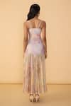 Shop_Saaksha & Kinni_Pink Lycra, Chiffon Sweetheart Neck Daisy Aria Printed Dress _at_Aza_Fashions