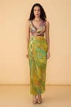 Buy_Saaksha & Kinni_Yellow Chiffon Mirrors, Tassels, Embroidery Floroscent Daisy Anya Printed Dress _Online_at_Aza_Fashions