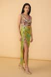Saaksha & Kinni_Yellow Chiffon Mirrors, Tassels, Embroidery Floroscent Daisy Anya Printed Dress _at_Aza_Fashions