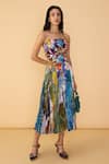 Buy_Saaksha & Kinni_Multi Color Chiffon, Net Applique, Embroidery Bandeau Scribble Dense Elita Dress _at_Aza_Fashions