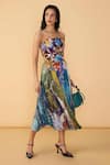 Buy_Saaksha & Kinni_Multi Color Chiffon, Net Applique, Embroidery Bandeau Scribble Dense Elita Dress 