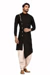 Buy_Arihant Rai Sinha_Black Silk, Cotton Overlap Kurta Set _at_Aza_Fashions