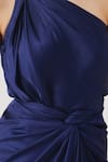 Buy_Aroka_Navy Modal, Satin One Shoulder Blue Deep Water Drape Sarong Dress _Online_at_Aza_Fashions