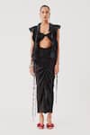 Buy_Aroka_Black Modal, Satin Cirrus Rushed Skirt _at_Aza_Fashions
