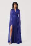 Buy_Aroka_Blue Modal, Chiffon V-neck Maya Vegan Maxi Dress _at_Aza_Fashions