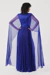 Shop_Aroka_Blue Modal, Chiffon V-neck Maya Vegan Maxi Dress _at_Aza_Fashions