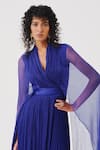 Buy_Aroka_Blue Modal, Chiffon V-neck Maya Vegan Maxi Dress _Online_at_Aza_Fashions