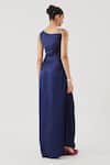 Shop_Aroka_Navy Modal, Satin Asymmetric Selene Cut Out Dress _at_Aza_Fashions