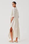 Shop_Aroka_White Vegan Mashru Straight Coral Dress _at_Aza_Fashions