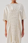 Shop_Aroka_White Vegan Mashru Straight Coral Dress _Online_at_Aza_Fashions