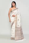 Buy_Samyukta Singhania_Off White Silk Zari Butti Woven Pattern Saree With Running Blouse _at_Aza_Fashions