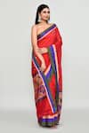 Samyukta Singhania_Red Cotton, Silk Zari Contrast Border Saree With Running Blouse _Online_at_Aza_Fashions