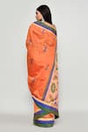 Shop_Samyukta Singhania_Orange Cotton Satin Zari, Butti Woven Pattern Saree With Running Blouse _at_Aza_Fashions