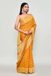 Samyukta Singhania_Yellow Silk Zari, Embroidery Floral Woven Pattern Saree With Running Blouse _Online_at_Aza_Fashions