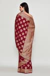 Shop_Samyukta Singhania_Maroon Silk Zari, Embroidery Floral Woven Pattern Saree With Running Blouse _at_Aza_Fashions