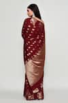 Shop_Samyukta Singhania_Maroon Silk Zari, Embroidery Butti Woven Pattern Saree With Running Blouse _at_Aza_Fashions