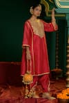 Saina Kapoor_Fuchsia Chanderi Gota Patti, Embroidery, Tassels Anura Choga Kurta And Salwar Set _Online_at_Aza_Fashions