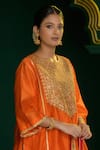 Shop_saina kapoor_Orange Chanderi Gota Patti, Embroidery, Anahita Yoke Choga Kurta And Salwar Set _Online_at_Aza_Fashions