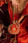Buy_saina kapoor_Orange Chanderi Gota Patti, Embroidery, Anahita Yoke Choga Kurta And Salwar Set 