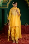 Buy_Saina Kapoor_Yellow Chanderi, Organza Gota Patti, Embroidery, Amodini Floral Kurta Pant Set _at_Aza_Fashions