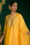 Shop_Saina Kapoor_Yellow Chanderi, Organza Gota Patti, Embroidery, Amodini Floral Kurta Pant Set _Online_at_Aza_Fashions
