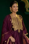 saina kapoor_Burgundy Chanderi, Organza Gota Patti, Alisha Paisley Pattern Kurta And Salwar Set _Online_at_Aza_Fashions