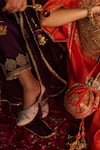 Buy_saina kapoor_Burgundy Chanderi, Organza Gota Patti, Alisha Paisley Pattern Kurta And Salwar Set _Online_at_Aza_Fashions