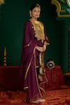 saina kapoor_Burgundy Chanderi, Organza Gota Patti, Alisha Paisley Pattern Kurta And Salwar Set _at_Aza_Fashions