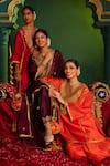 Buy_saina kapoor_Burgundy Chanderi, Organza Gota Patti, Alisha Paisley Pattern Kurta And Salwar Set 