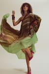 Buy_Capisvirleo_Olive Green Silk Embroidery, Tassels One Shoulder Heather Tie Dye Dress _Online_at_Aza_Fashions