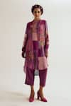 Buy_Capisvirleo_Lavender Linen, Cotton Patchwork, Embroidery Shrub Rose Tie Dye Kurta And Pant Set _at_Aza_Fashions
