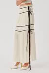 Aroka_Off White Muslin Amour Ruched Skirt _Online_at_Aza_Fashions