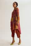 Shop_Capisvirleo_Orange Linen, Silk, Cotton Patchwork, Shrub Rose Tie Dye Kurta And Pant Set _at_Aza_Fashions