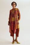 Buy_Capisvirleo_Orange Linen, Silk, Cotton Patchwork, Shrub Rose Tie Dye Kurta And Pant Set _at_Aza_Fashions