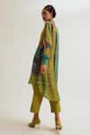 Buy_Capisvirleo_Green Linen, Silk, Cotton Embroidery, Shrub Rose Tie Dye Kurta And Pant Set _Online_at_Aza_Fashions