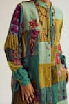 Capisvirleo_Green Linen, Silk, Cotton Embroidery, Shrub Rose Tie Dye Kurta And Pant Set _at_Aza_Fashions