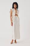 Buy_Aroka_Ivory Velvet Moony Silk Bias Full Length Skirt _at_Aza_Fashions