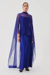 Buy_Aroka_Blue Modal, Satin Cowl Neck Slip Dress _at_Aza_Fashions