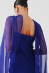 Aroka_Blue Modal, Satin Cowl Neck Slip Dress _Online_at_Aza_Fashions