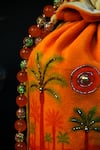 Mid July Home_Orange Embroidery, Beads Scenic Palm Potli Bag _Online_at_Aza_Fashions